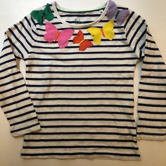 🍎 SOLD 🎃 NWOT Mini Boden Butterflies Tee Shirt 4-5Y - Picture 1 of 5
